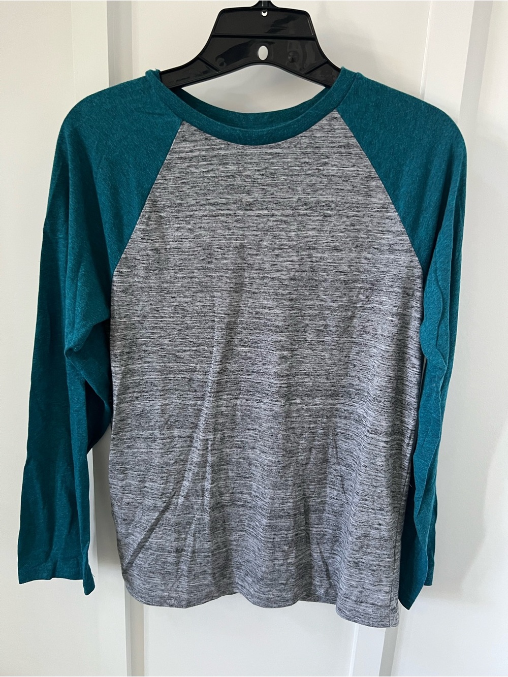 Urban Pipeline Kids Long Sleeve Raglan Tee - Teal and Heather Gray